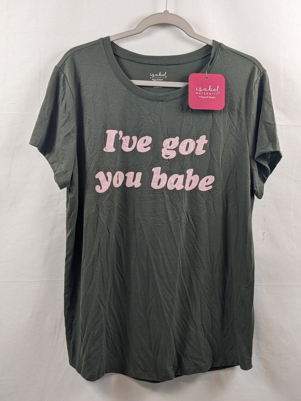 Ingrid & Isabel Maternity TShirt I've Got You Babe Olive Green S Casual Tee Top